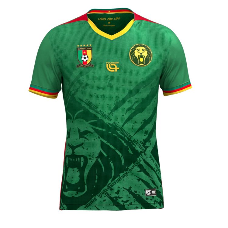Maillot Officiel Lions Indomptables du Cameroun - Fourteen - Authentic Jersey - Vert