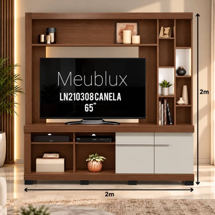 Meuble TV - Canela - Bois importé - 2 mètres  - Maron /blanc - 6 Mois de Garantie | Glotelho Cameroun