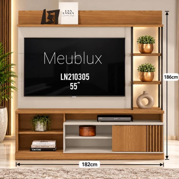 Meuble TV Garibaldi - Bois importé - 1.8 mètre - Gris/Marron | Glotelho Cameroun