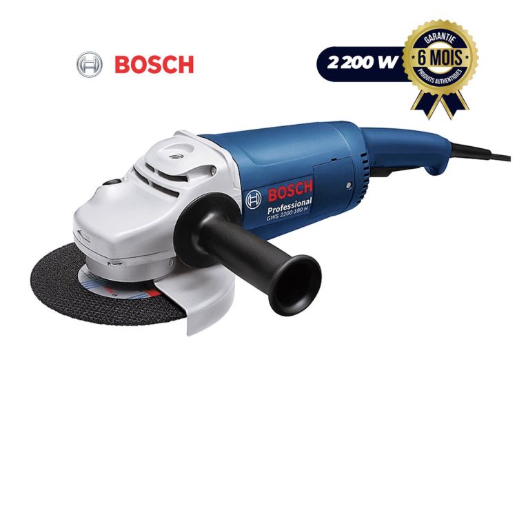 Meuleuse d'angle professionnelle prix en fcfa - BOSCH GWS 2200-230 - Moteur puissant de 2200 W - 6500 tr/min | Glotelho Cameroun