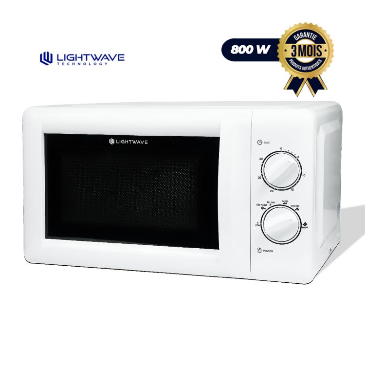 Micro-ondes Mécanique LIGHT WAVE 20L – 800W – Décongélation & Réchauffage – LW-MW-K20 – Blanc - Garantie 3 Mois
