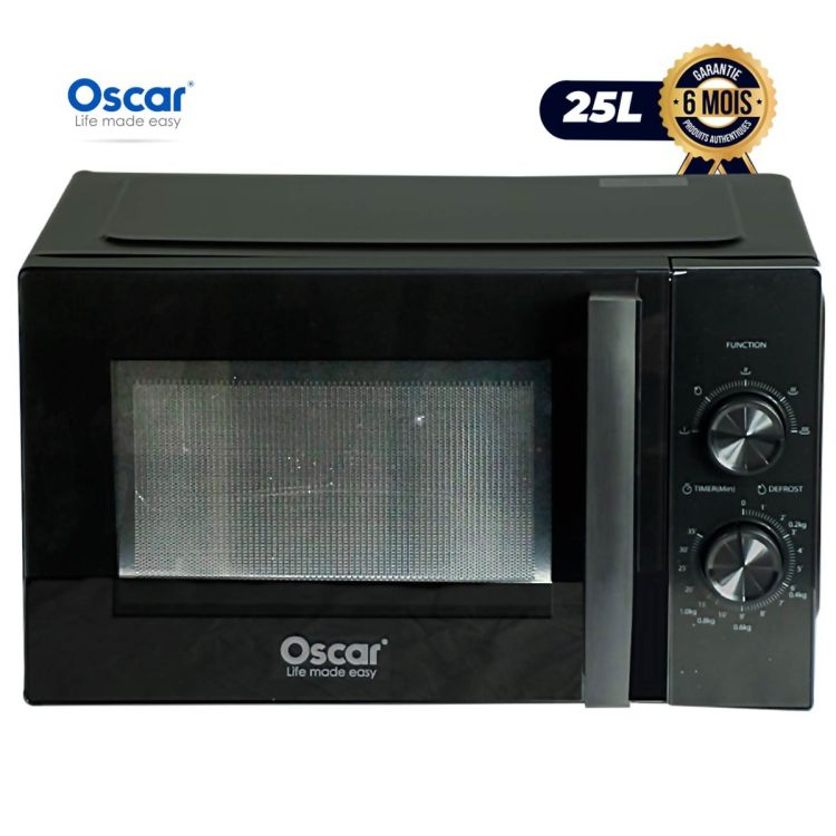 Micro-ondes Oscar 25 L - 800 W - OSC-8P022KV - Fonctions grill et décongélation par poids et temps - Noir - Garantie 6 mois 