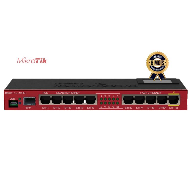 MikroTik RB2011UiAS-IN – Routeur Filaire 10 Ports, garantie 6 mois, prix Cameroun. 