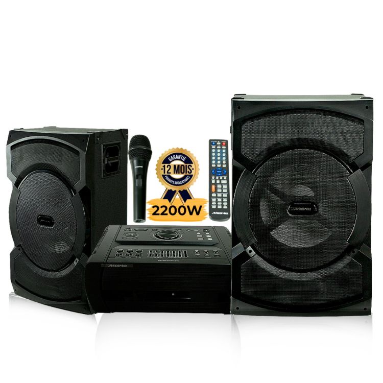 Mini chaîne Hi-FI Home Cinéma MEWE - 2200W - MWAUD-MHF2102 - Connectivité Bluetooth/USB/HDMI - Garantie 12 mois