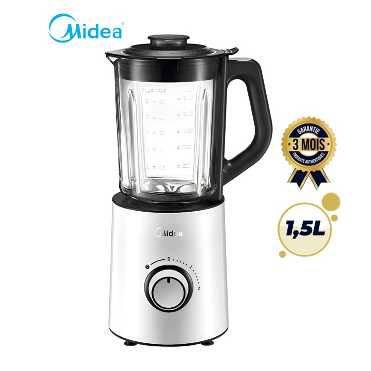 MIDEA 1.5L Ice Crusher Blender - 700W, graduated glass bowl, available at Glotelho. 