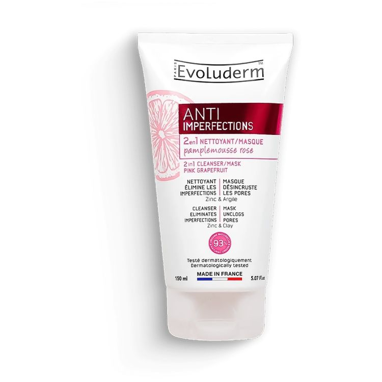Nettoyant masque 2-en-1 anti imperfections Evoluderm - 150 ml, prix en FCFA, Cameroun. 