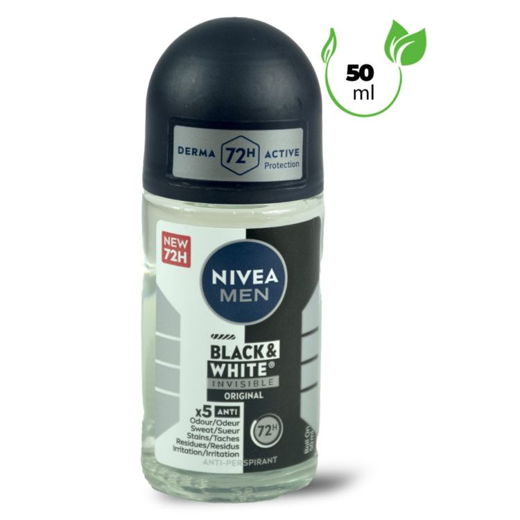 NIVEA Déodorant Roll-on - Protection Invisible Noir et Blanc Original - 50 ml