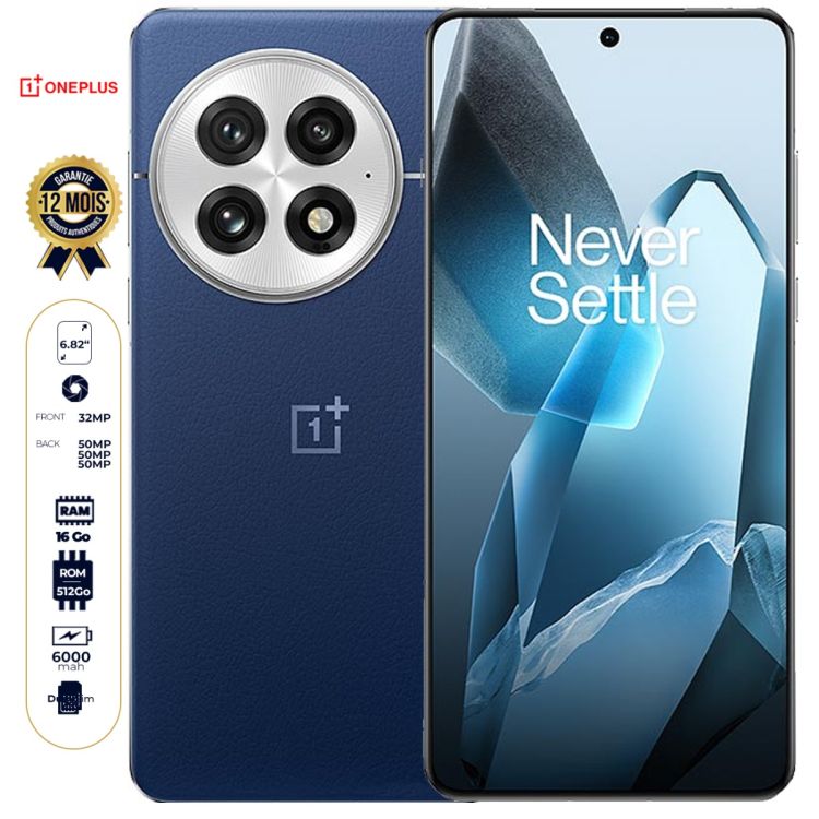 OnePlus 13 - 512 Go - 16 Go RAM - 50 MP + 50MP + 50MP / 32 MP - Écran 6,82'' LTPO AMOLED - 2 Nano SIM - 6000 mAh - Garantie 12 mois