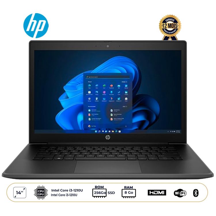Ordinateur Portable - HP ProBook Fortis 14 G10 - Écran 14" FHD Tactile - Intel Core i3-1210U - 256 GB SSD - 8 GB RAM - Windows 11 - QWERTY - Seconde Main - Noir - Garantie 3 mois