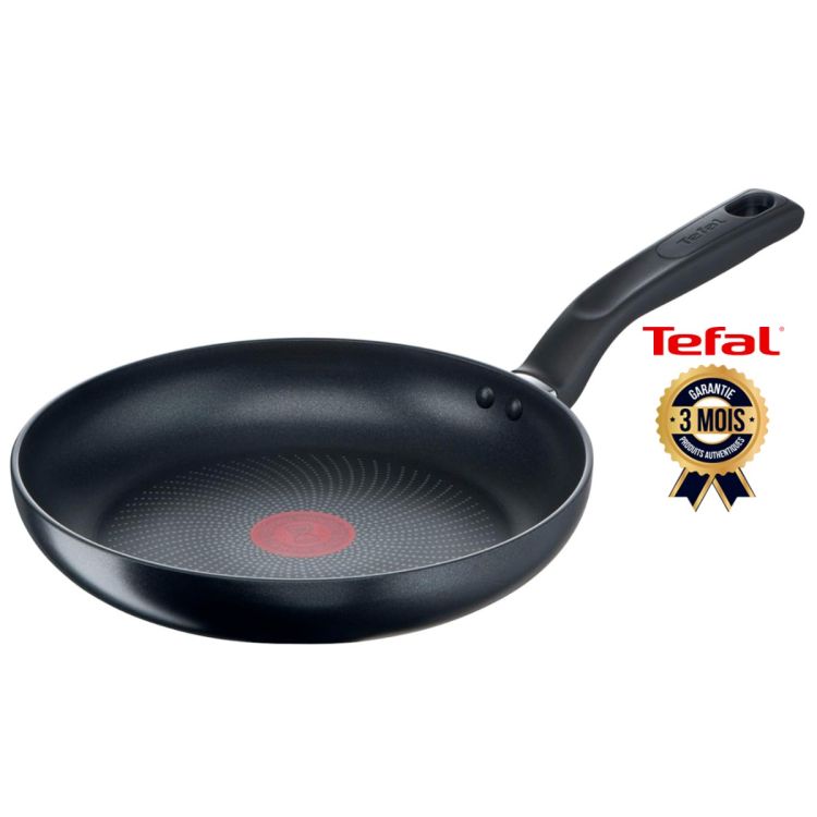 Poêle Antiadhésive Titanium - TEFAL - Total - G1520444 - 24 cm - Compatible Induction et Tous Feux - Indicateur Thermo-Signal - Compatible Four jusqu'à 175°C - Noir - 2 ans de garantie - Garantie 3 mois