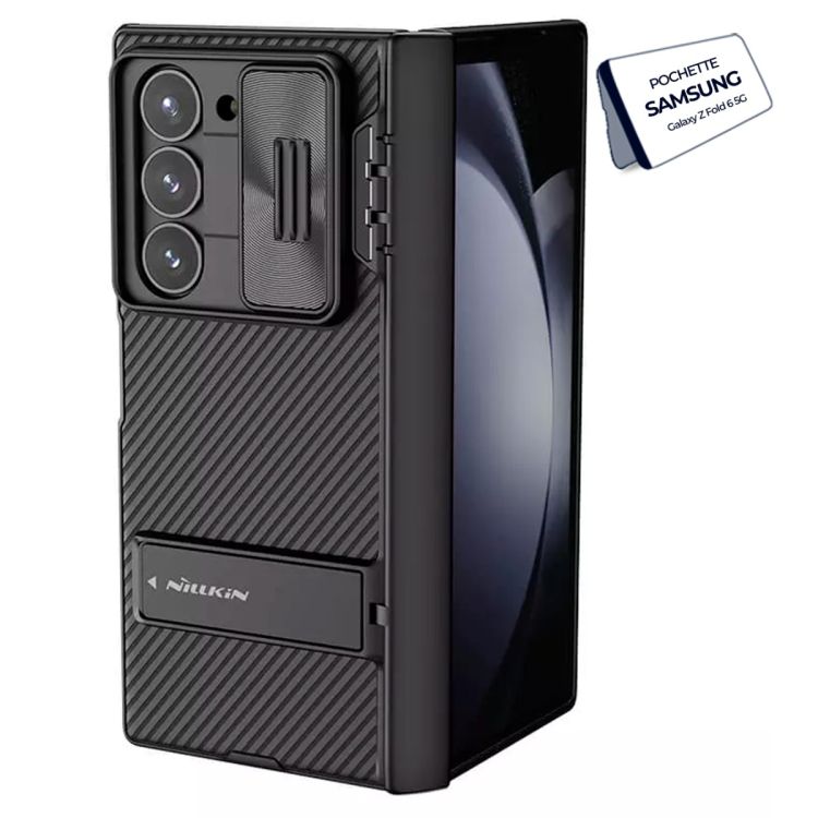 Pochette Nillkin noire pour Galaxy Z Fold 6 5G, avec protection caméra et support, prix Cameroun.