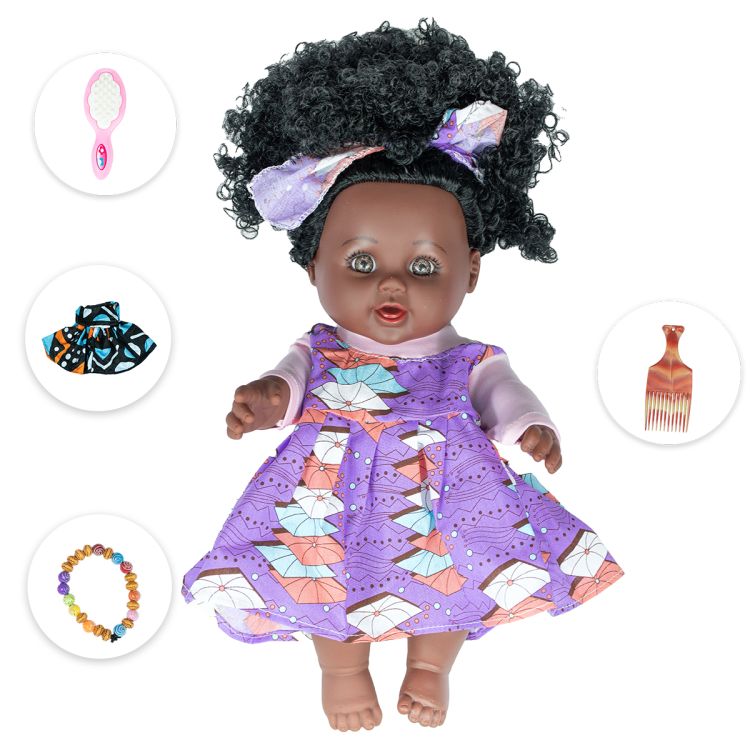 Black Abena doll with comb, cardboard and small clothes - price Cameroon