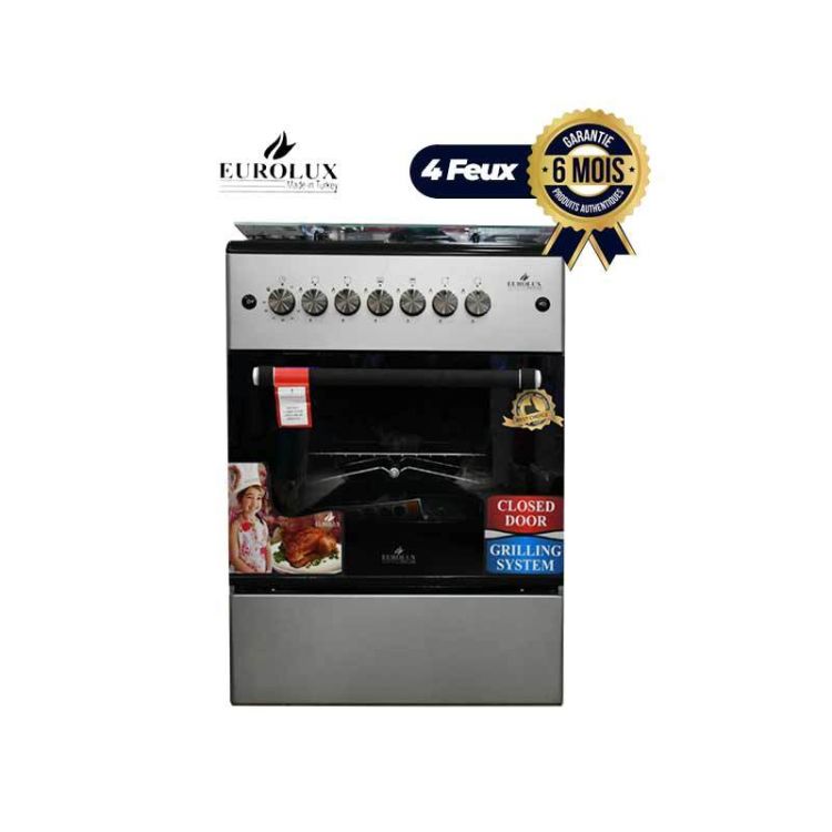 Cuisinière EUROLUX - 4 Foyers 60 * 60  -Gris Garantie 6  Mois|Glotelho