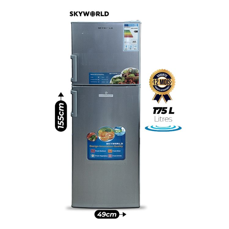 Réfrigérateur combiné - Double battant – SKYWORLD – SKW-240REF – 175 Litres - 35,5 Kg – Classe énergétique A++ – Tropical – Silencieux – Garantie 12 mois