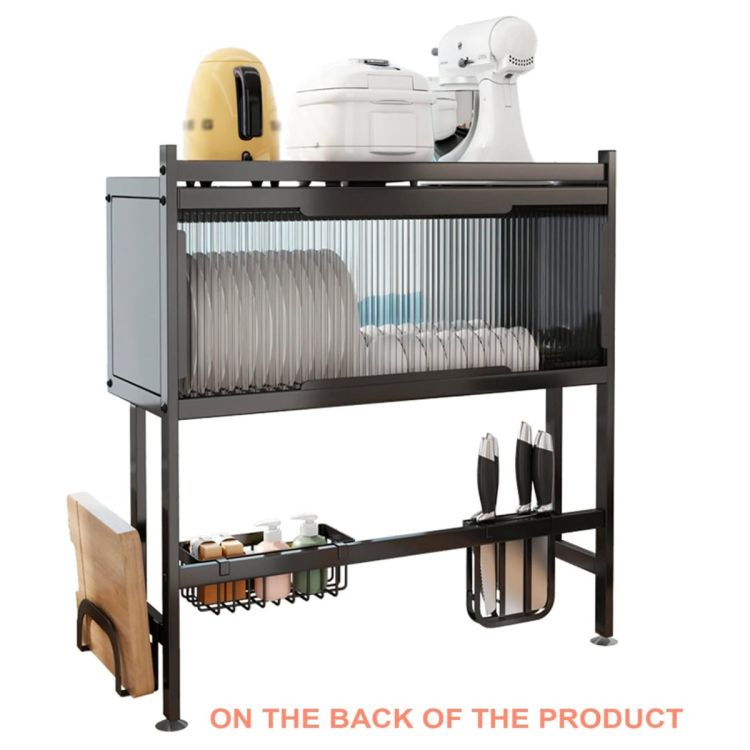 Range-vaisselle au-dessus de l’évier avec couvercle en inox noir, vendu sur Glotelho Cameroun.