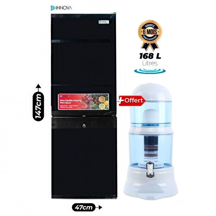 Pack Réfrigérateur Combiné INNOVA IN241 – 168L + Filtre à Eau BELLEVIE 14L Offert – Garantie 6 Mois