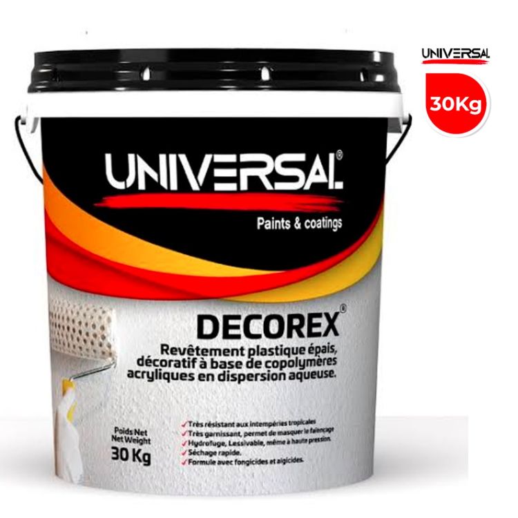 Revêtement Décoratif épais à Base de Copolymères Acryliques en Dispersion Aqueuse – DECOREX UNIVERSAL – 30 Kg