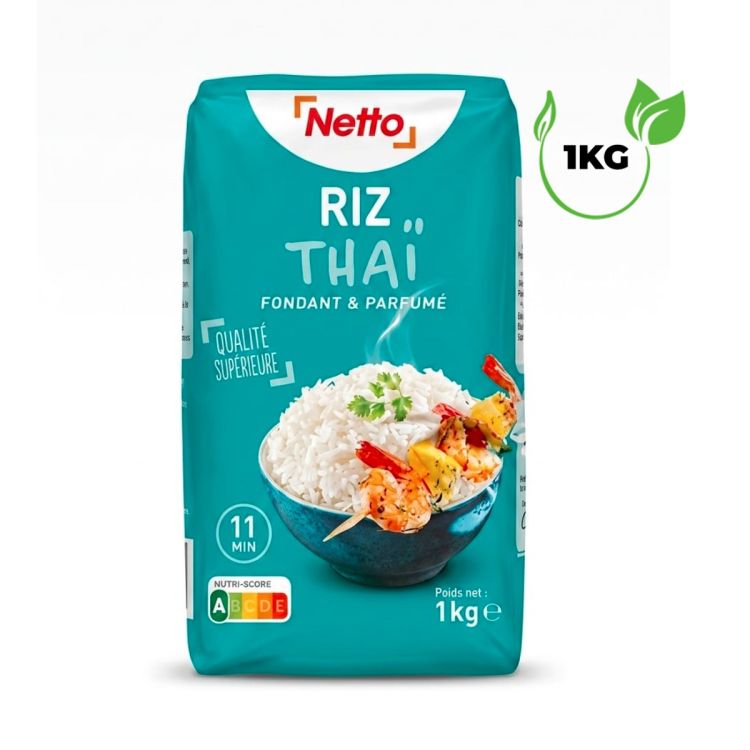 Riz Thaï Netto - Parfumé - Grains Supérieurs - Sachet 1kg