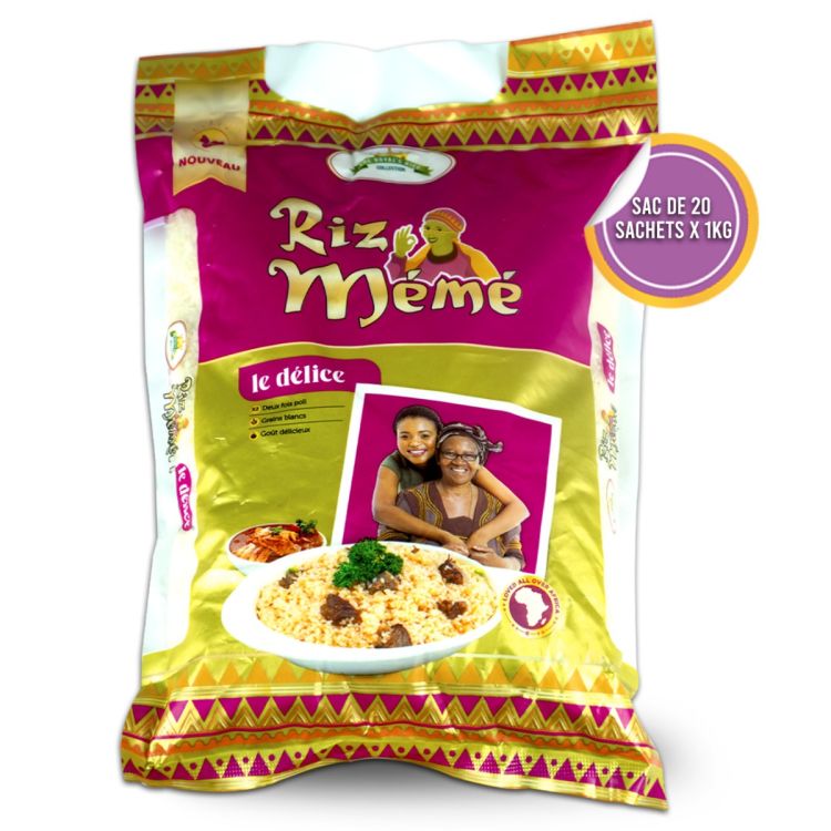 Sac de 20 sachets de RIZ Mémé délice - 1 kg au prix Cameroun