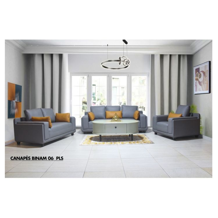 SALON BINAM en Toile - 6 Places (1+ 2+3)  - Gris 