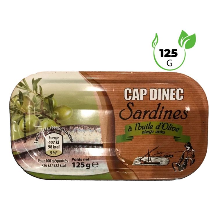 Sardine Belle France - Cap Dinec - Huile d'olive - Riche en Oméga-3 - 125g dont 90g de poisson