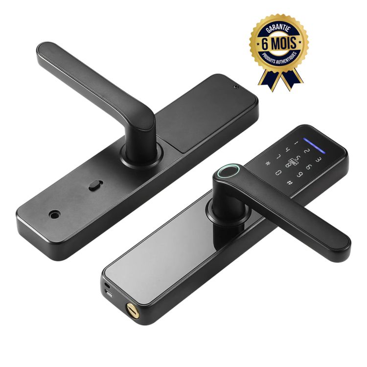 Serrure intelligente de porte - Avec empreintes digitales - Bluetooth - Carte IC, Code anti-peep - 6 Mois