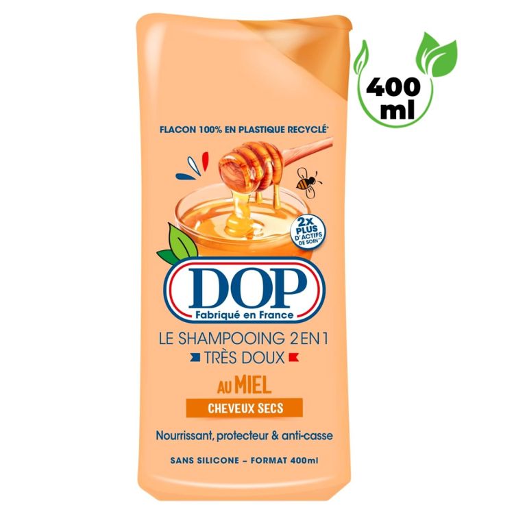 Shampooing 2 en 1 Très Doux au Miel – DOP – 400 ml – Idéal pour Cheveux secs et abîmés 