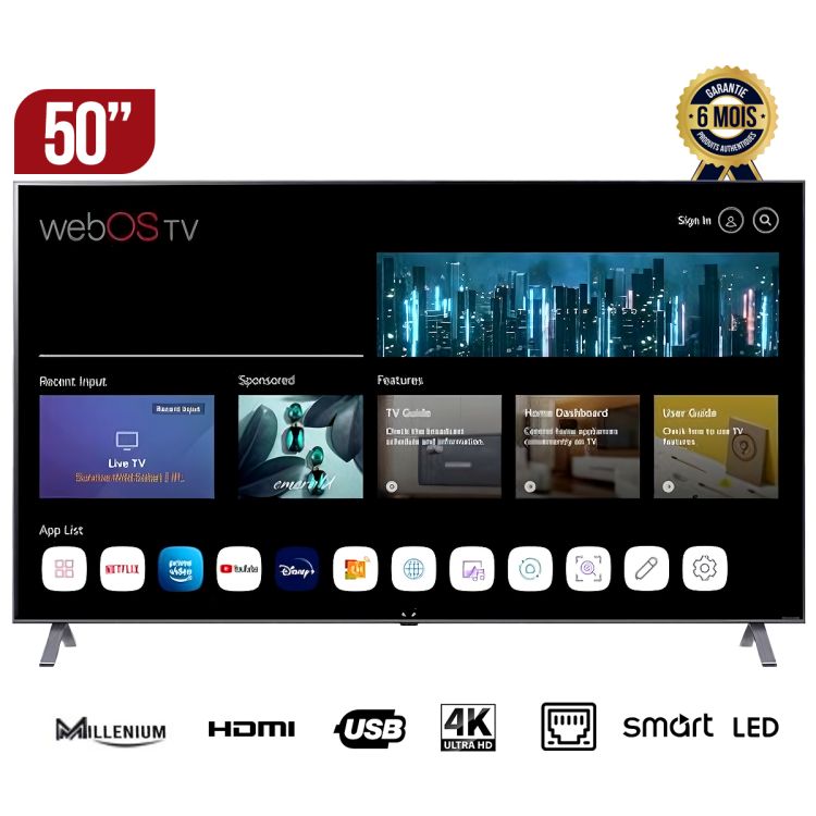 Smart TV Android MILLENIUM 50 pouces prix Cameroun