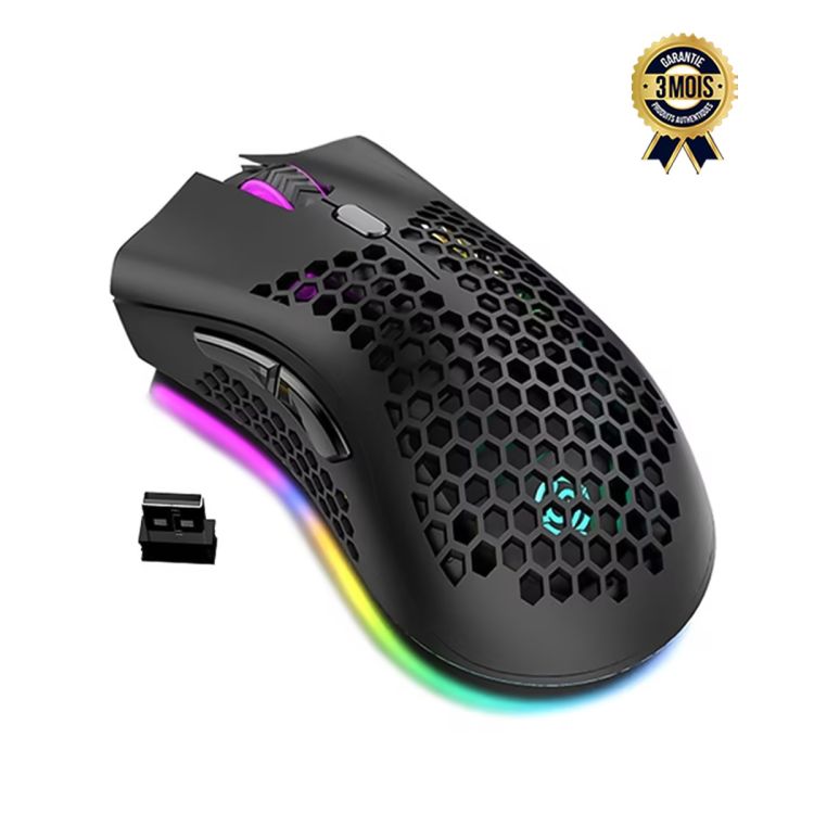 Souris gaming sans fil - KSNAKE - BM600 - DPI Ajustable - Rétroéclairage RGB - 4 Boutons - Batterie Rechargeable - Compatibilité Windows, macOS, Linux - Garantie 3 mois