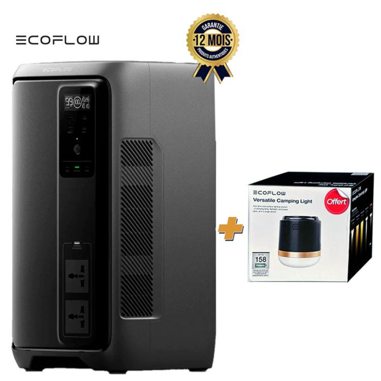 Station énergie portable EcoFlow Delta 3 2000 Air 1920Wh + Lampe de camping polyvalente EcoFlow Offerte