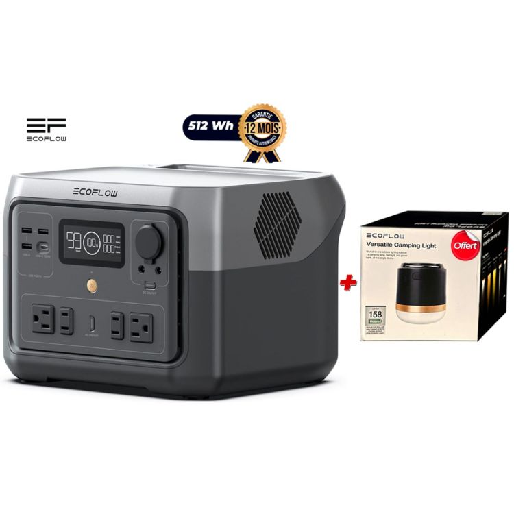 Station énergie portable EcoFlow RIVER 2 Max 512Wh + Lampe de camping polyvalente EcoFlow Offerte