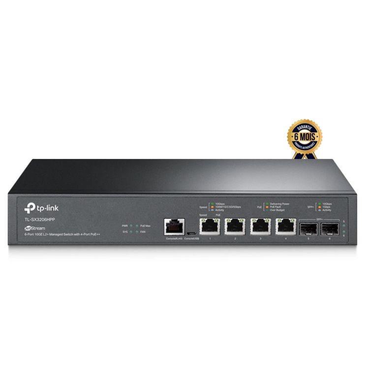 Switch administrable TP-Link Omada/JetStream TL--SX3206HPP à 6 ports dont 2 pour SPF, garantie 6 mois, prix Cameroun. 