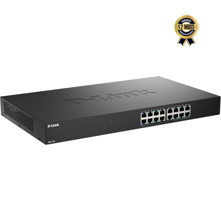 Switch D-Link DMS-1016 – Multi-Gigabit Ingérable – 16 Ports RJ45 (10/100/1000/2500 Mbps) – Capacité 80Gbps – Boîtier Métal Rackable – Garantie 12 mois