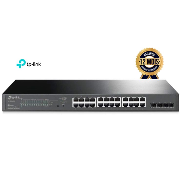 Switch PoE+ TP-Link JetStream TL-SG2428P – 24 Ports Gigabit + 4 SFP – Budget 250W – Smart Managed L2+ Rackable – Compatible Omada SDN – Garantie 12 mois