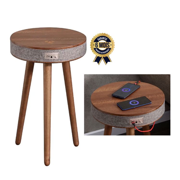 Portable wooden bluetooth speaker table - wireless charging | Glotelho Cameroon