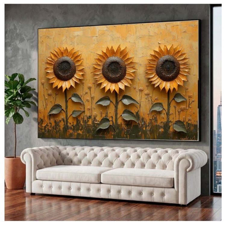 Tableau Décoratif - Décoration florale - Toile Effet 3D avec Cadre en Bois