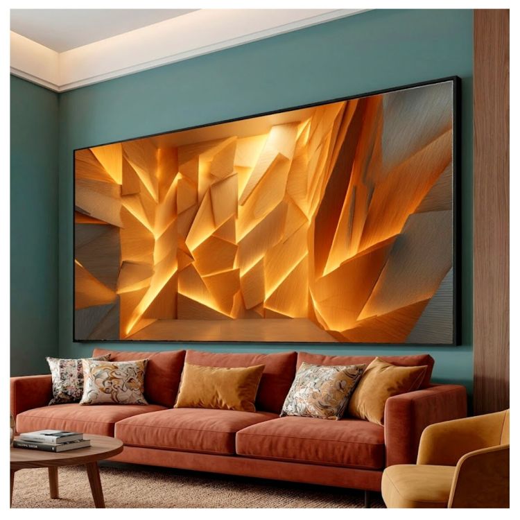 Tableau Décoratif  - Eclairage chaleureux - Toile Effet 3D avec Cadre en Bois