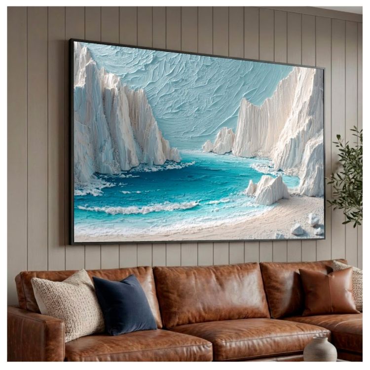 Tableau Décoratif - Falaises côtières - Toile Effet 3D avec Cadre en Bois