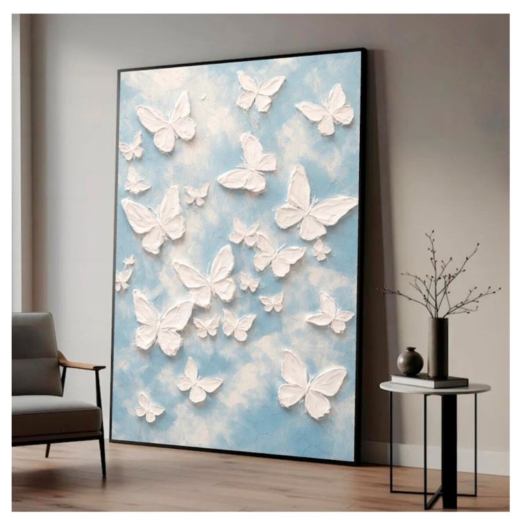 Tableau Décoratif - papillon blanc - Multicolore