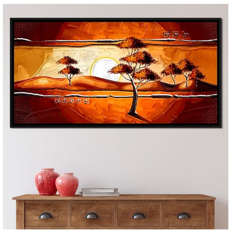 Tableau Décoratif - POFAL - Coucher de Soleil sur la Savane Africaine - Toile Ultra HD - Anti-UV