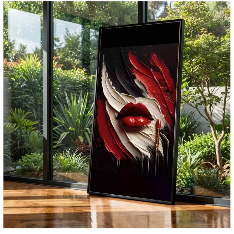 Tableau Décoratif – Lèvres rouges – Toile Effet 3D