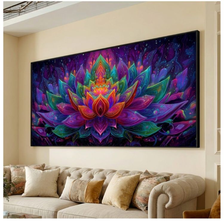 Tableau Décoratif – Lotus aux couleurs vives – Toile Multicolore Effet 3D