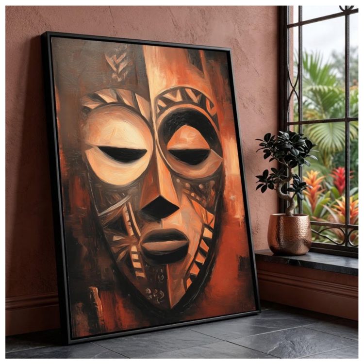 Tableau Décoratif – Masque Africain 1 – Toile Multicolore Effet 3D