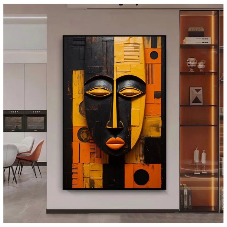 Tableau Décoratif – Masque Africain 4 – Toile Multicolore Effet 3D