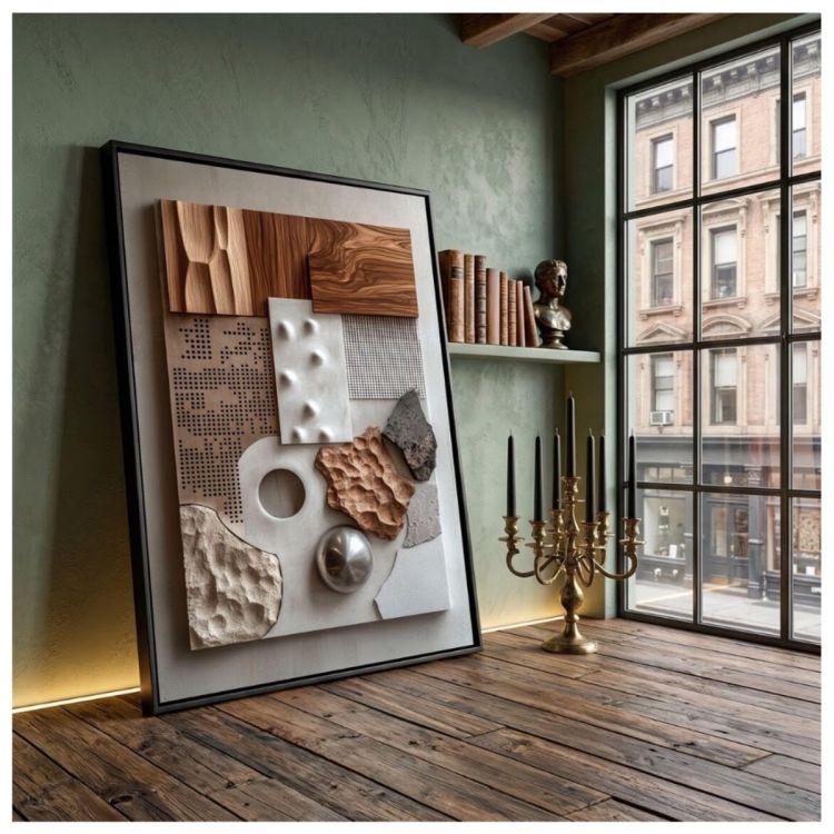 Tableau Décoratif – Matériaux Mixtes – Toile Effet 3D