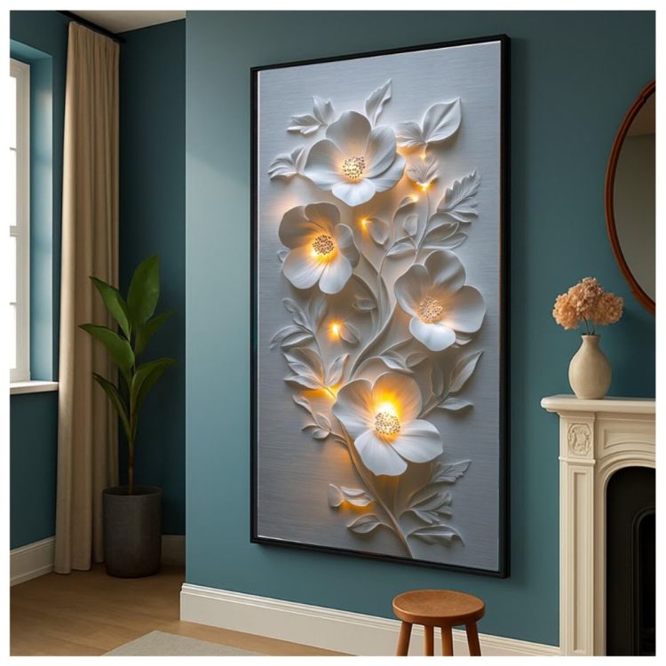 Tableau Décoratif – Motif Floral – Toile imprimée Effet 3D Lumineux