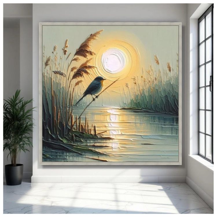 Tableau Décoratif – Oiseau au lever du Soleil – Toile imprimée Effet 3D