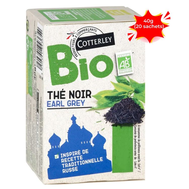 Thé - Cotterley - Earl Grey Bio - Boîte de 20 Sachets