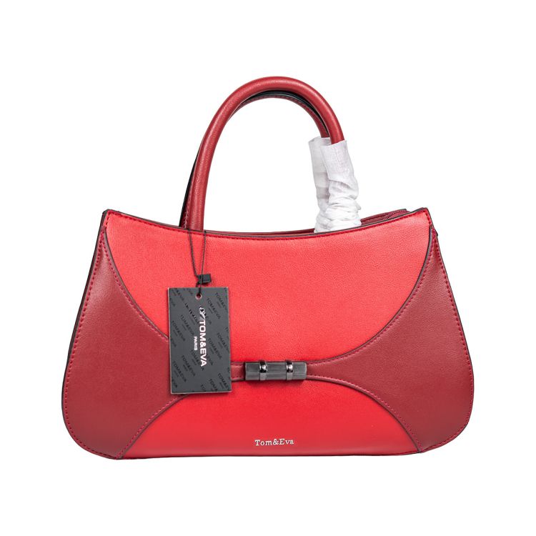 Tom&Eva - Sac à Main rouge pour femme - Synthétique, fermeture zippée