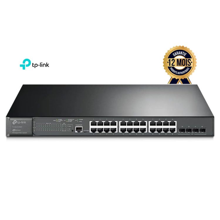 TP-Link JetStream TL-SG3428MP Switch PoE+ – 24 Ports Gigabit + 4 SFP – Budget 384W – L2+ Manageable, Rackable, Compatible Omada SDN – Garantie 12 mois